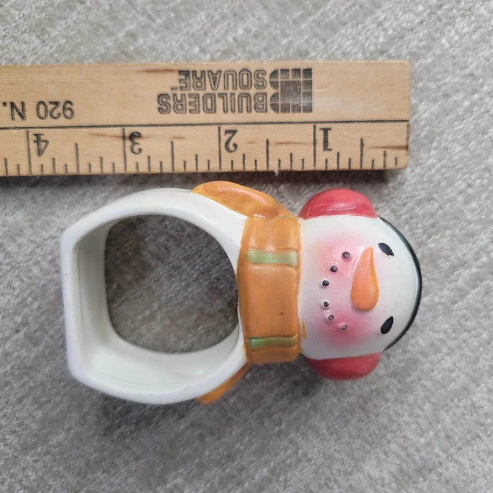 Frosty the Snowman Napkin‎ Rings Christmas Set of 12 Ceramic Style Novelty New